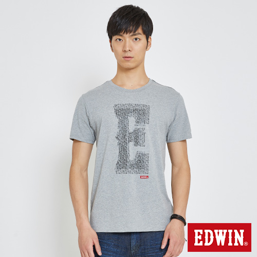 EDWIN 數位E字 LOGO短袖T恤-男-麻灰色