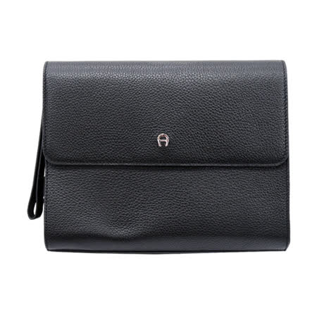 AIGNER 男用荔枝紋手拿包-黑