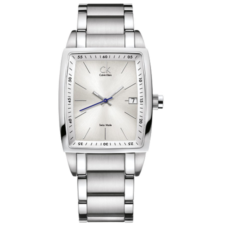 瑞士 Calvin Klein 極簡銀刻酒桶型時尚腕錶 (K3041126)