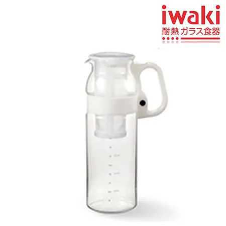 【iwaki】耐熱玻璃冷水壺 1.3L(手柄白)