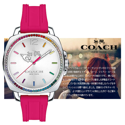 Coach Boyfriend 七彩奢華時尚水晶石英腕錶/38mm/14502529