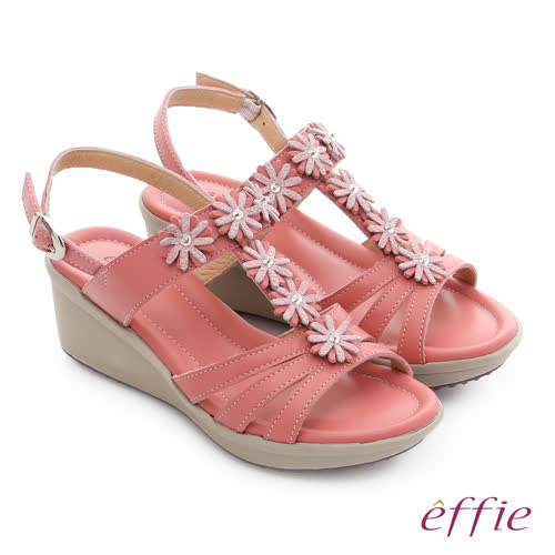 effie
真皮水鑽楔型涼鞋