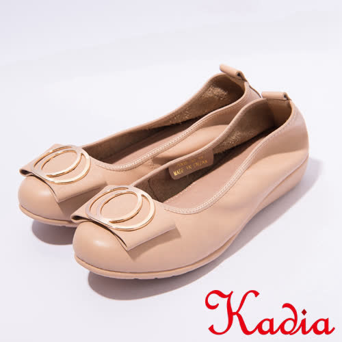 kadia.優雅舒適牛皮圓扣包鞋(7005-30裸)