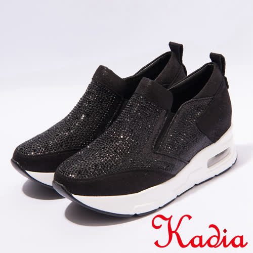 kadia.運動風造型鑽面休閒鞋(7028-98黑)