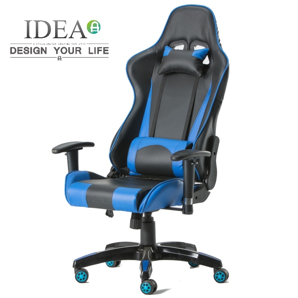 IDEA-舒馬克3D立體包覆舒適電競賽車椅-藍色