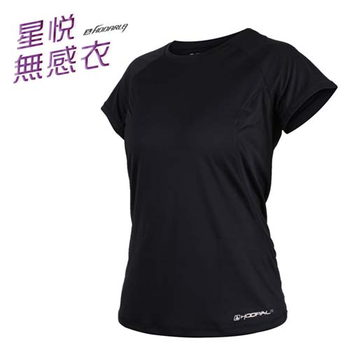 (女) HODARLA 星悅無感短袖T恤-抗UV 短T 修身 顯瘦 慢跑 路跑 台灣製 黑