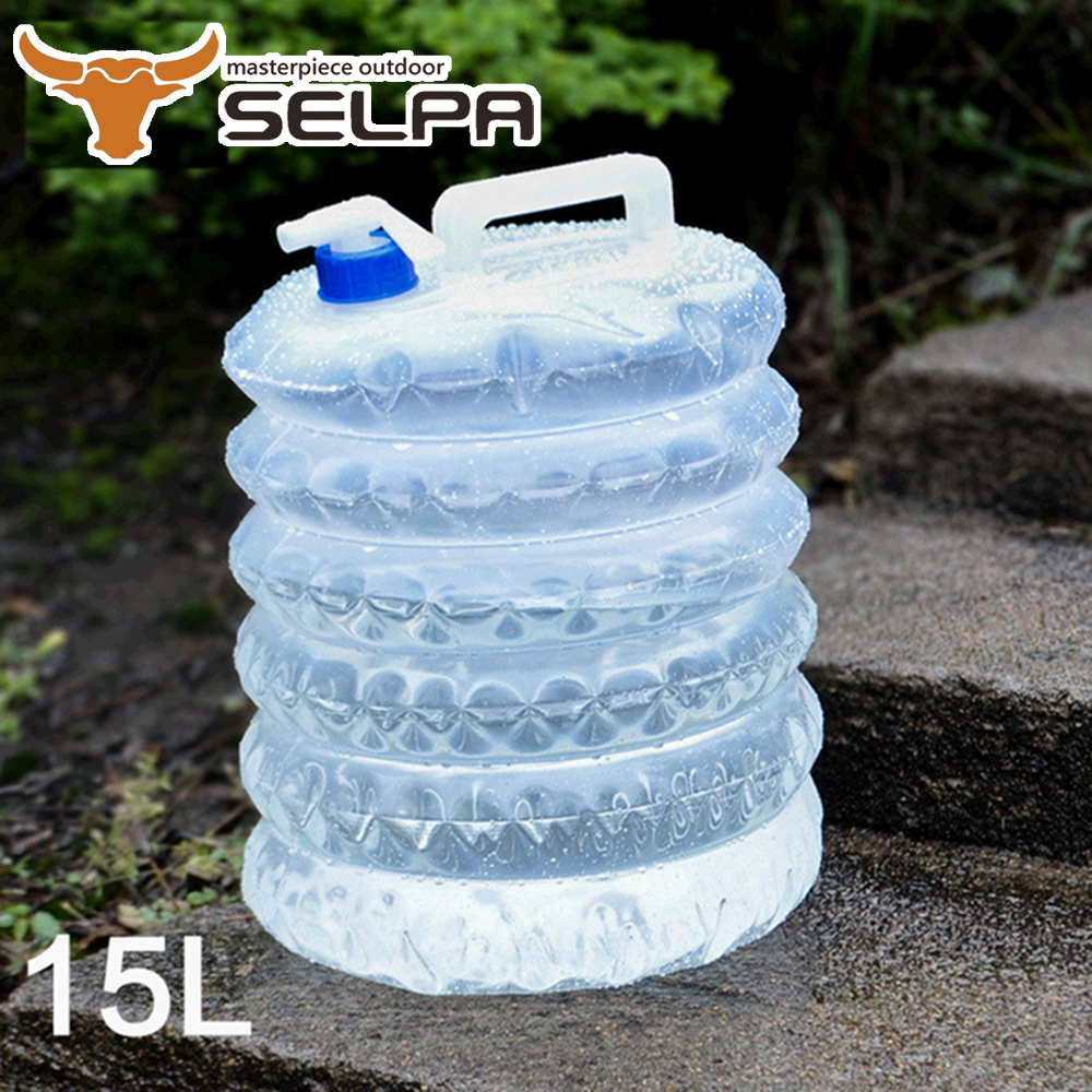 【韓國SELPA】手提式戶外多功能折疊水桶/水箱/儲水(15公升兩入組)