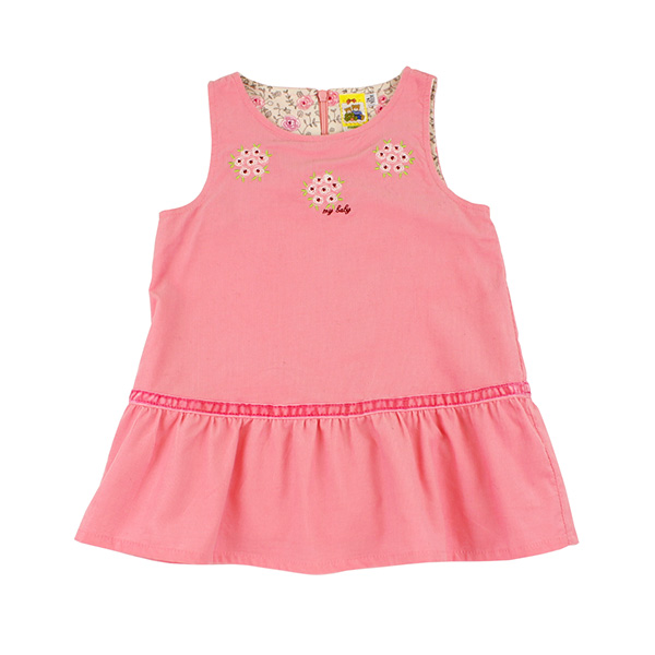 【愛的世界】MYBABY 小熊甜心系列細條絨背心洋裝/2~4歲-中國製-