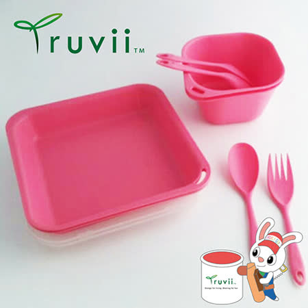 Truvii 櫻花粉抗菌餐具組(附網袋)