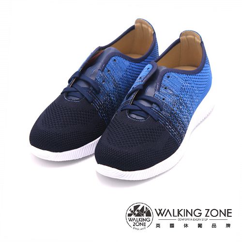 WALKING ZONE 內增高飛線編織運動鞋休閒男鞋-藍(另有黑)