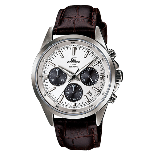 CASIO 卡西歐 EDIFICE 經典紳士三眼計時皮革男錶 EFR-527L-7A