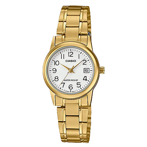 CASIO 卡西歐指針女錶 不鏽鋼錶帶 防水 日期顯示 LTP-V002G-7B2