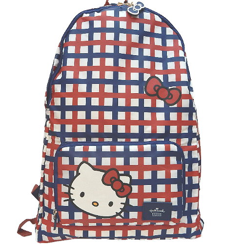 【波克貓哈日網】Hello kitty 凱蒂貓◇可摺疊收納設計◇《紅藍格後背包》