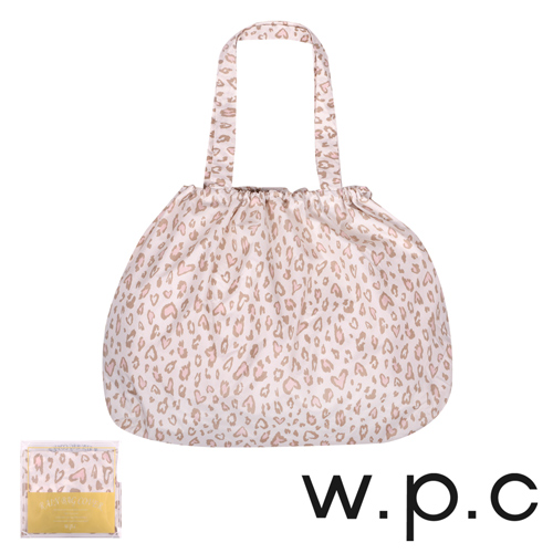 【w.p.c】時尚包包雨衣/束口防雨袋 (米白豹紋)