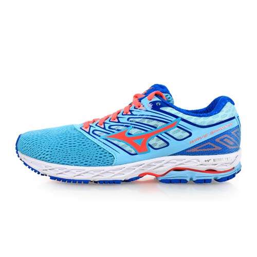 (女) MIZUNO WAVE SHADOW 慢跑鞋-慢跑 路跑 美津濃 淺藍粉橘