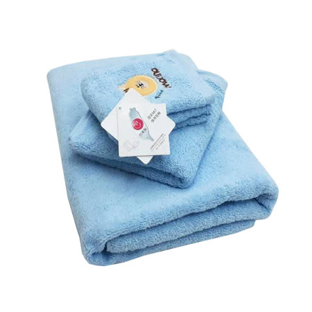 【MORINO摩力諾】純棉素色動物刺繡方毛浴巾3件組