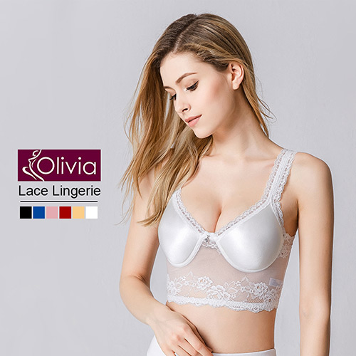 【Olivia】無鋼圈性感無痕蕾絲美背薄款內衣(白色)