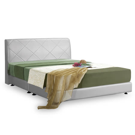 happyhome 菱形银色6尺床片型加大双人床组-不含床垫 免运费