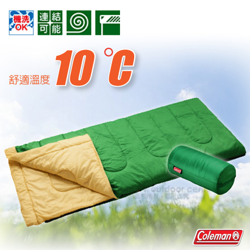 【美國 Coleman】C10 表演者II睡袋10度C.信封型睡袋.輕量化纖睡袋/可機洗.可併接.可當棉被.睡墊/附收納袋/CM-27261 萊姆綠