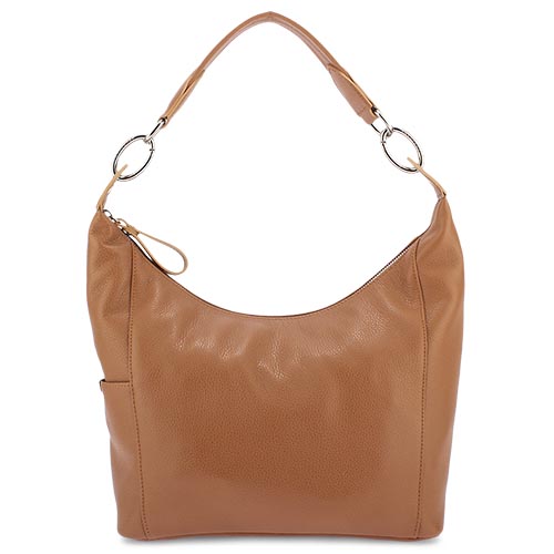 Longchamp Le Foulonne 荔枝紋牛皮手提肩背包-駝色