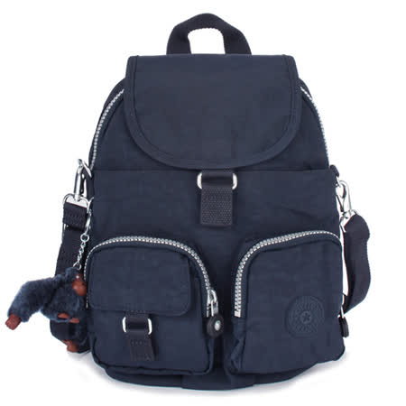 Kipling 經典Basic尼龍Firefly N雙口袋後背包(小/深藍)