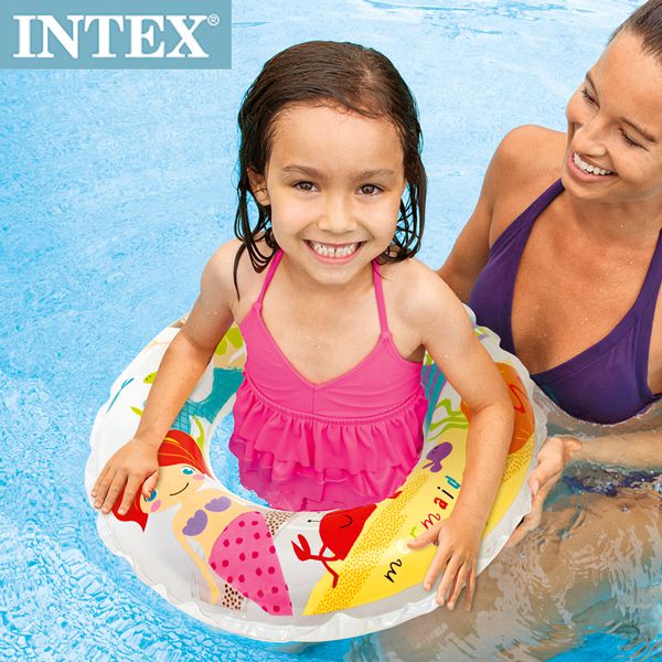 【INTEX】卡通游泳圈 61cm(圖案隨機) 適用：6~10歲(59242)