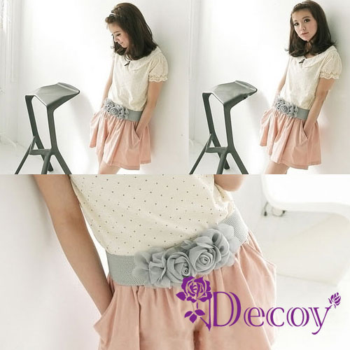 【Decoy】雪紡花苞*簡約彈性腰封/灰