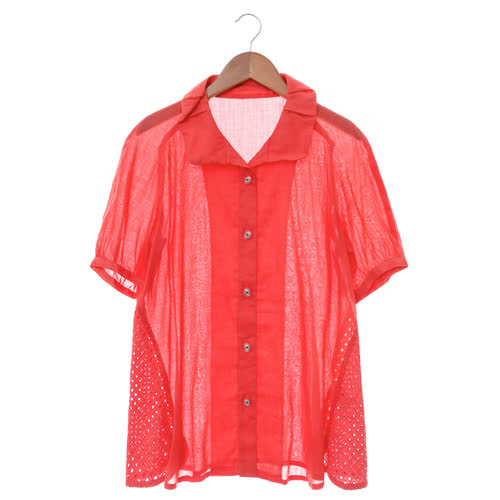 日本面料親膚透涼棉麻造型剪裁襯衫式上衣