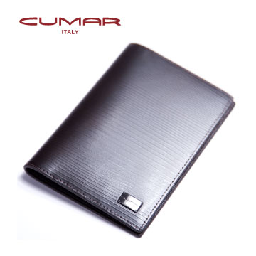 CUMAR 真皮木紋(義大利進口牛皮)-護照夾-深咖啡色