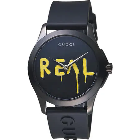 Gucci古馳 G-Timeless Real 造型錶-黑/38mm YA1264017