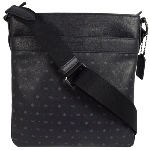 COACH 經典LOGO烙印荔枝皮革方型斜背包.深藍 F59307