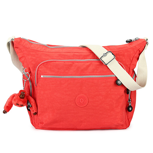 Kipling 經典Basic尼龍Gabbie多功能斜背包-珊瑚紅