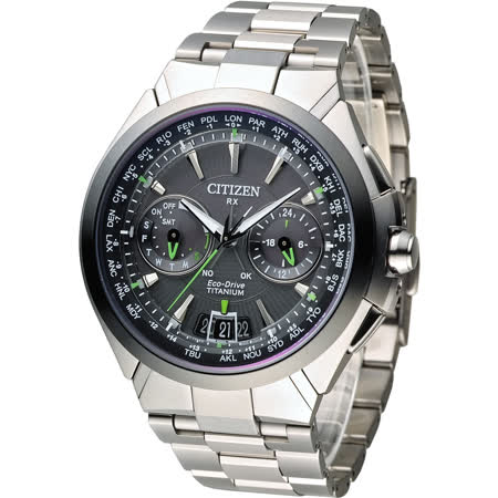 CITIZEN Eco-Drive 王者旗艦衛星對時鈦金屬腕錶-灰面(CC1086-50E)