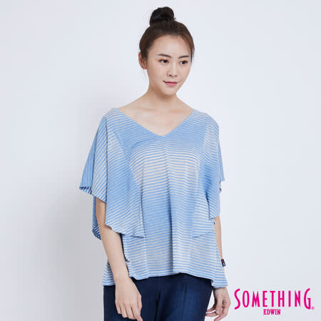 SOMETHING 
條紋荷葉短袖T恤