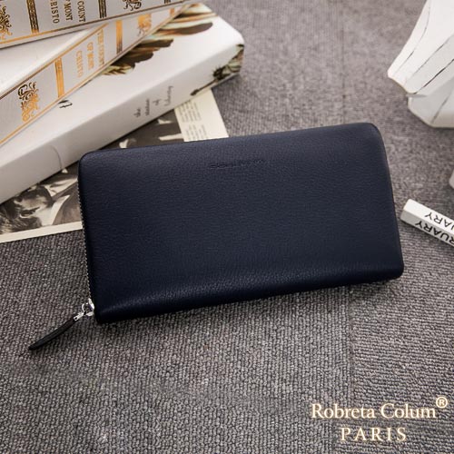 Roberta Colum - 經典品味鹿紋牛皮單拉鍊長夾(正規版)-共3色