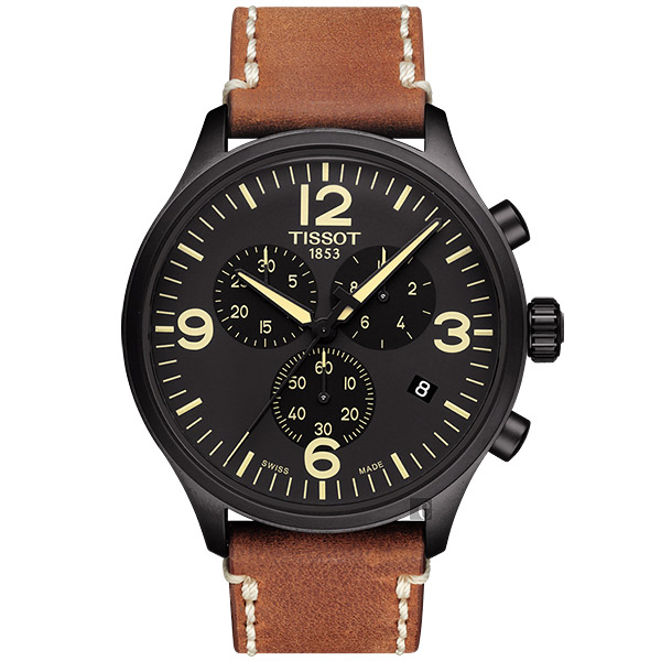 TISSOT天梭 韻馳系列 Chrono XL計時手錶-黑x咖啡/45mm T1166173605700