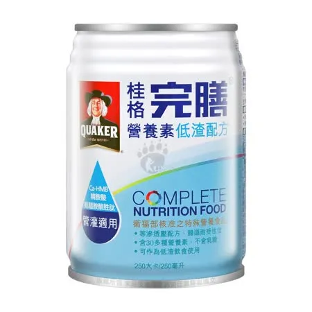 QUAKER 桂格 完膳營養素 低渣配方X1箱 管灌適用(250ml*24罐/箱)