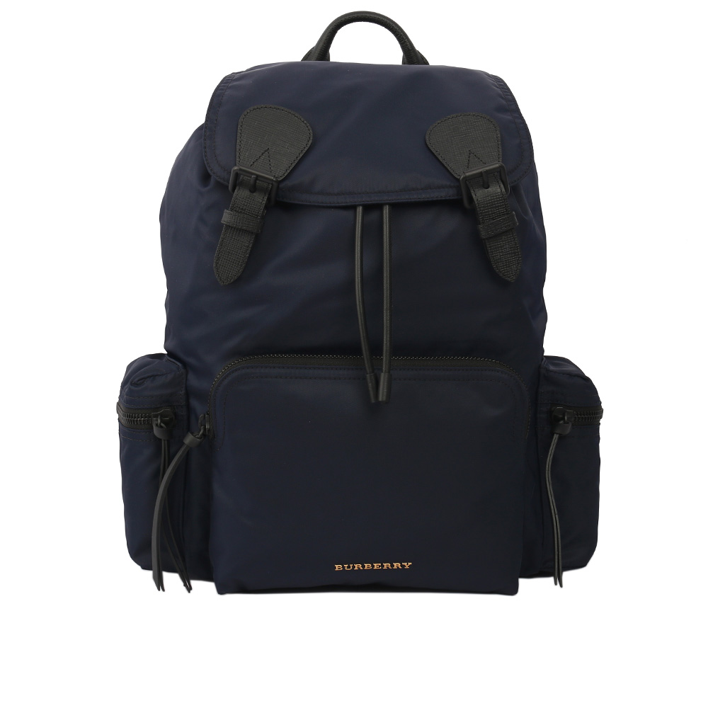 【BURBERRY】THE RUCKSACK尼龍拼皮革軍旅後背包(墨藍色)
