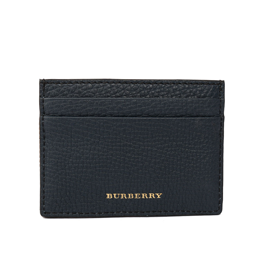 【BURBERRY】House格紋與粒面皮革卡片夾(霓彩藍)
