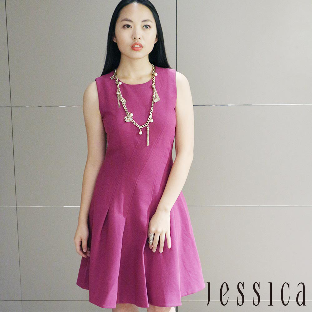 JESSICA Wendy 氣質褶線造型修身洋裝（粉）