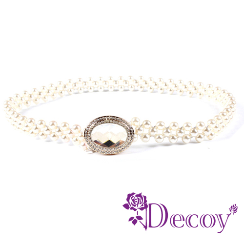 【Decoy】蛋型水晶*彈性編織珍珠腰封