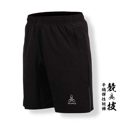 (男) HODARLA -競技平織彈性短褲-慢跑 路跑 台灣製 黑