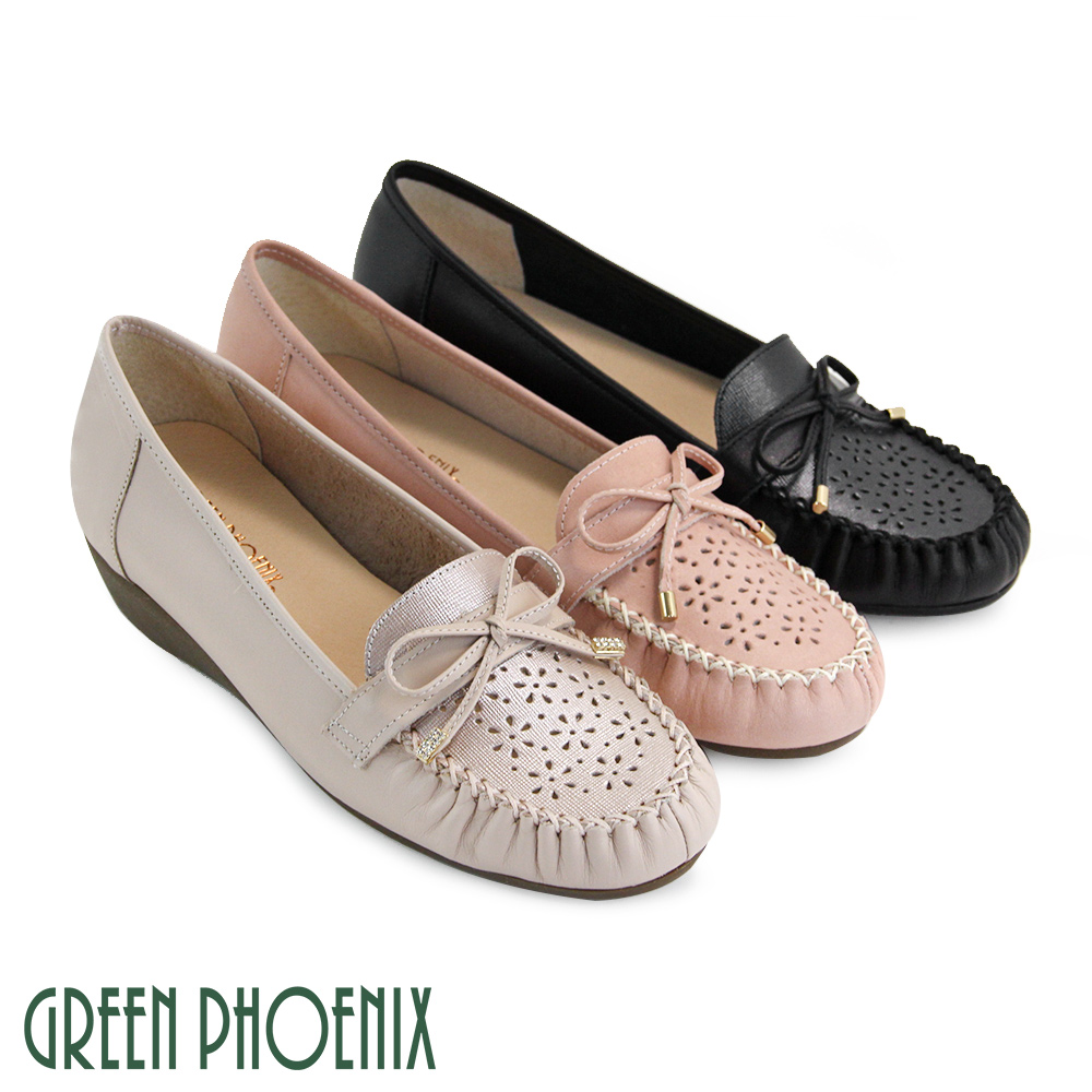 【GREEN PHOENIX】
真皮莫卡辛小坡跟包鞋
