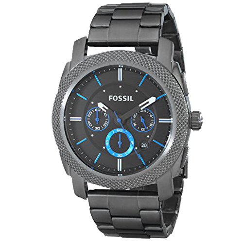 FOSSIL 黑鋼三眼計時碼錶防水男錶 (FS4931)