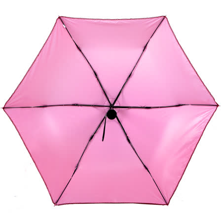 【2mm】色膠抗UV 彩點花邊輕量手開傘 (粉紅)