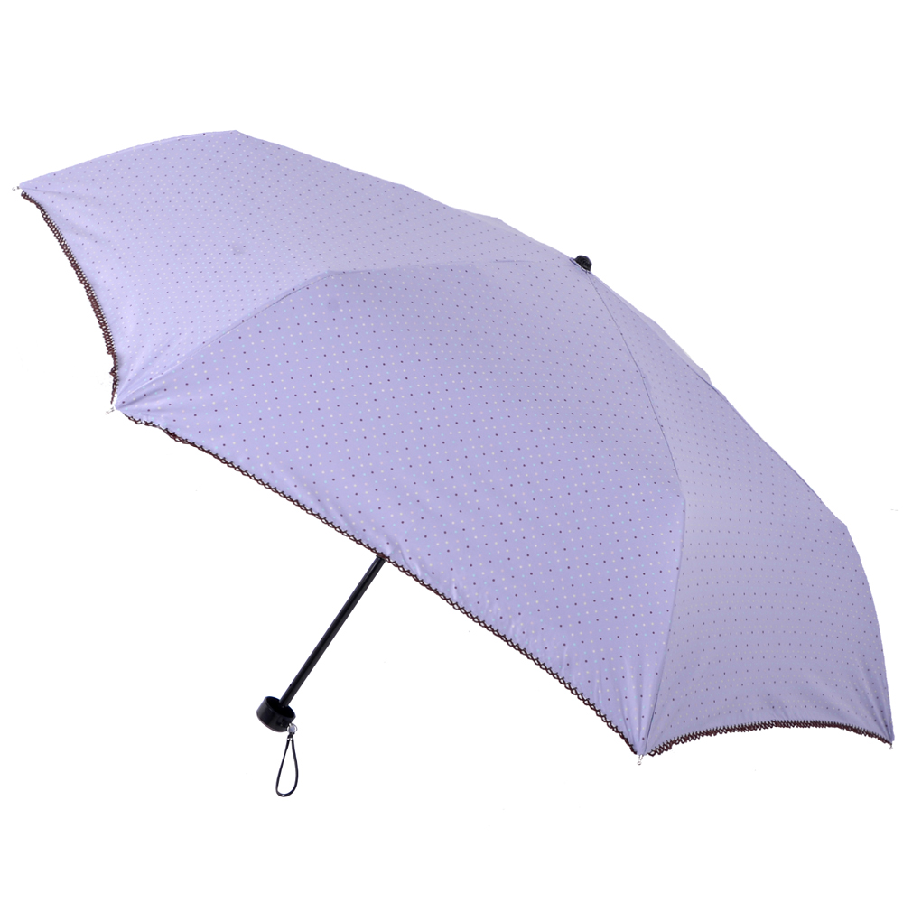 【2mm】色膠抗UV 彩點花邊輕量手開傘 (淺紫)