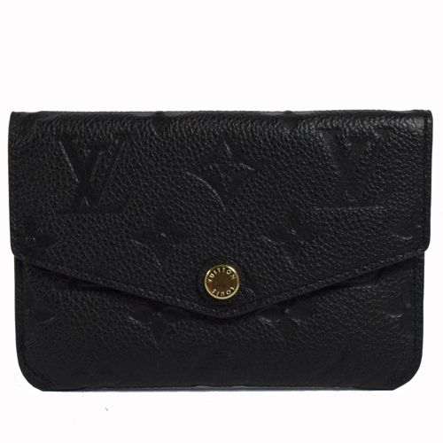Louis Vuitton LV 經典花紋全皮革壓紋鑰匙零錢包.黑 現貨