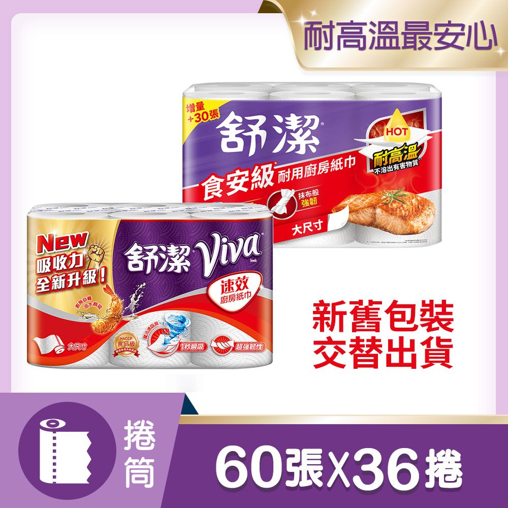 【舒潔】VIVA 速效廚房紙巾(60張x6捲x6串/組)
