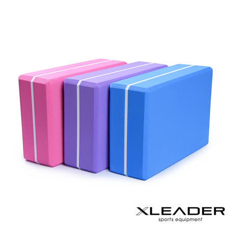 Leader X  環保EVA高密度防滑 雙色夾心瑜珈磚 藍色
