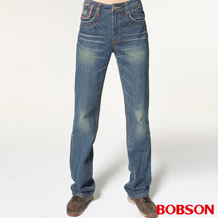 BOBSON 男款中直筒牛仔褲